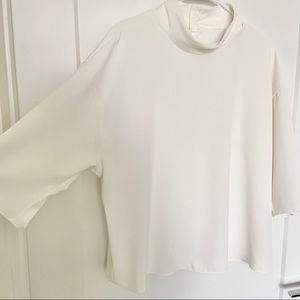 Mock neck white blouse